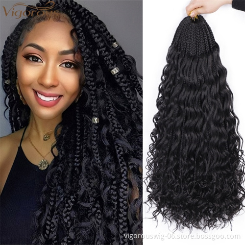 Vigorous Top Quality High Temperature Messy Goddess Box braids Synthetic Crochet Braid 18inch Braided Hair Extension For Women